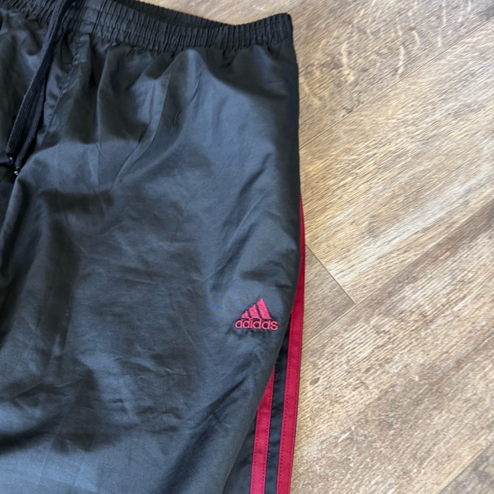 Adidas Black and Red Stripes Wide Leg Athletic Pants with Swish - Picture 7 of 8